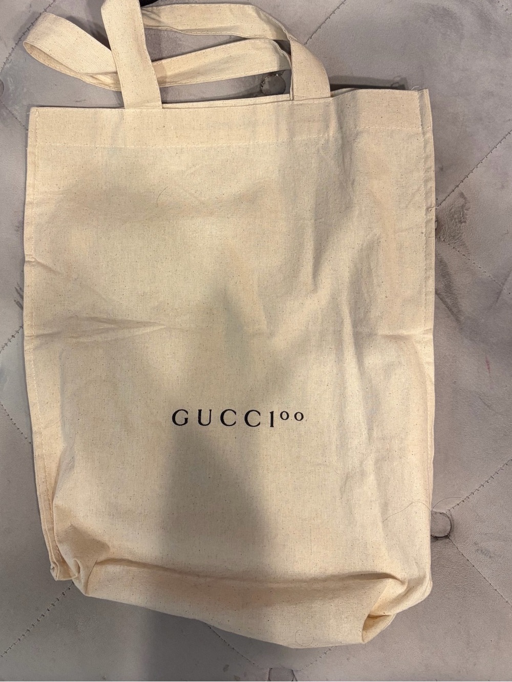 Gucci Natural Canvas Tote with Center Logo 14Lx13Wx5